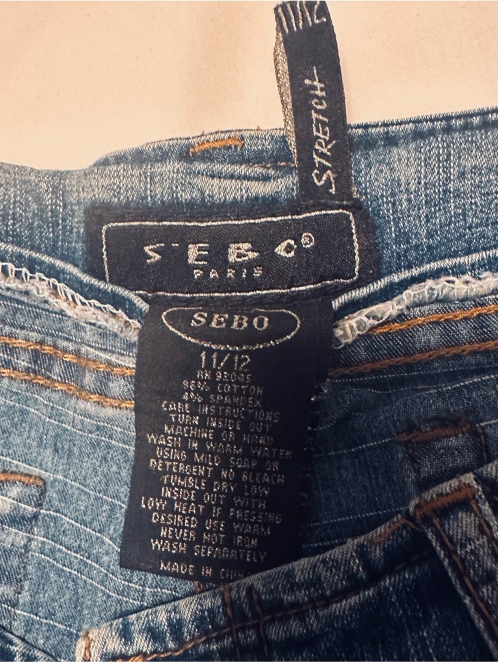 Vintage Y2K Sebo Paris 32/30 Flare Jeans Leather Lacing Mid Rise Boho - Picture 9 of 10